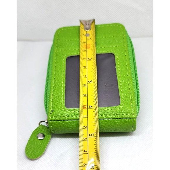 Green Mini Credit Card Case - Multi Card Slot Card Holder Wallet with ID Window - Picture 4 of 13